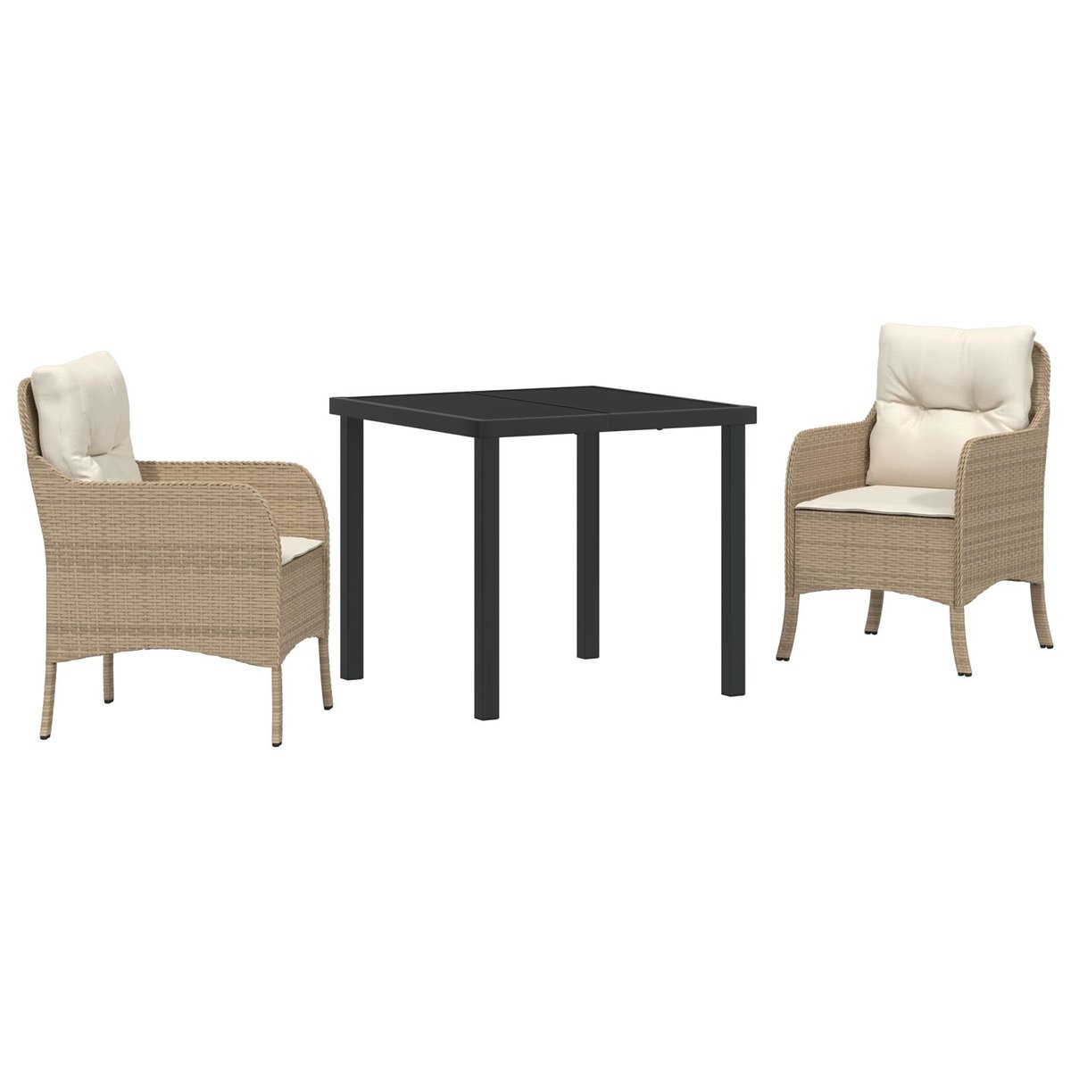 vidaXL Zestaw 3-częściowy do jadalni ogrodowej z poduszkami beżowy polirattan