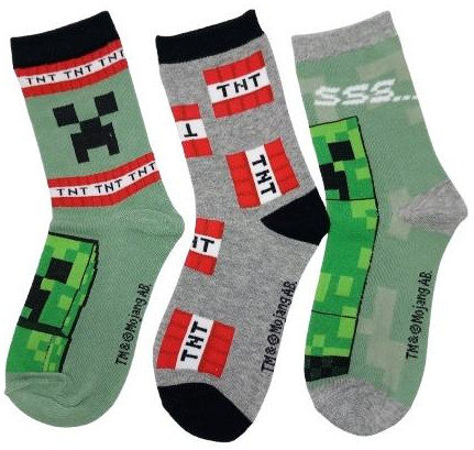 Skarpetki MINECRAFT 3 pary/kpl r. 35-38 Creeper Blok TNT Skarpety