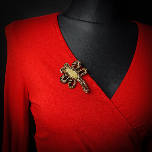 Ważka Świtezianka- broszka/wisorek soutache