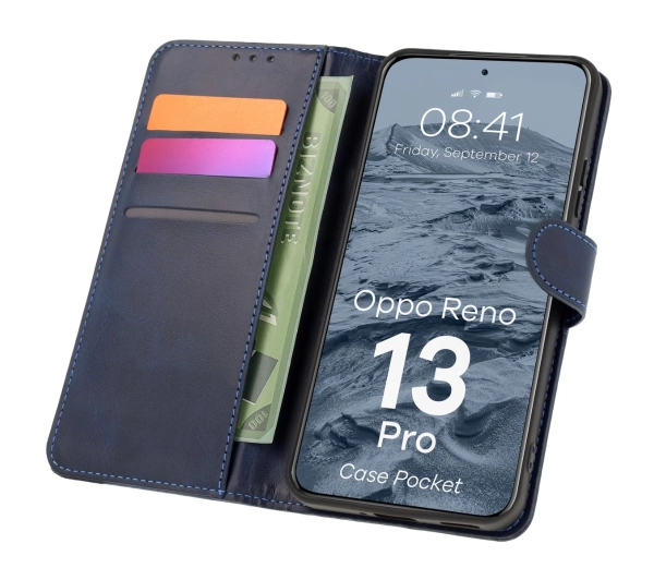 Bizon z klapką Pocket do Oppo Reno13 Pro Granatowy