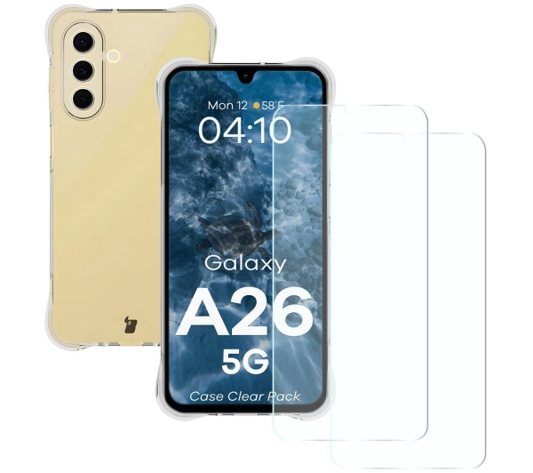Bizon Elastyczne etui + 2x szkło hartowane Case Clear Pack do Galaxy A26 5G