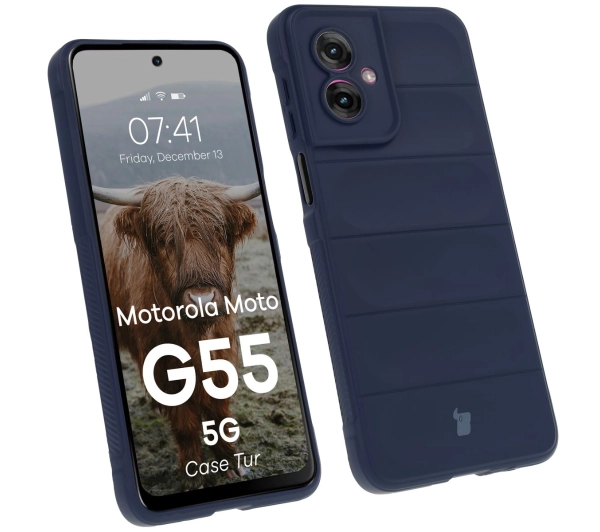 Bizon Pancerne etui Case Tur do Motorola Moto G55 5G, granatowe