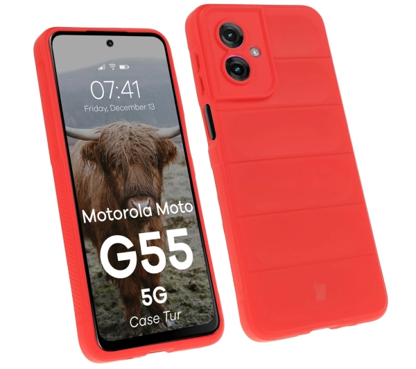 Bizon Pancerne etui Case Tur do Motorola Moto G55 5G, czerwone