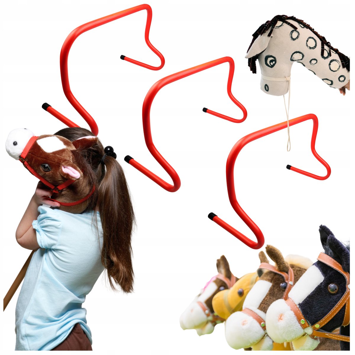 3szt. PRZESZKODA HOBBY HORSE DO SKAKANIA 30cm Płotek Treningowy KOŃ NA KIJU