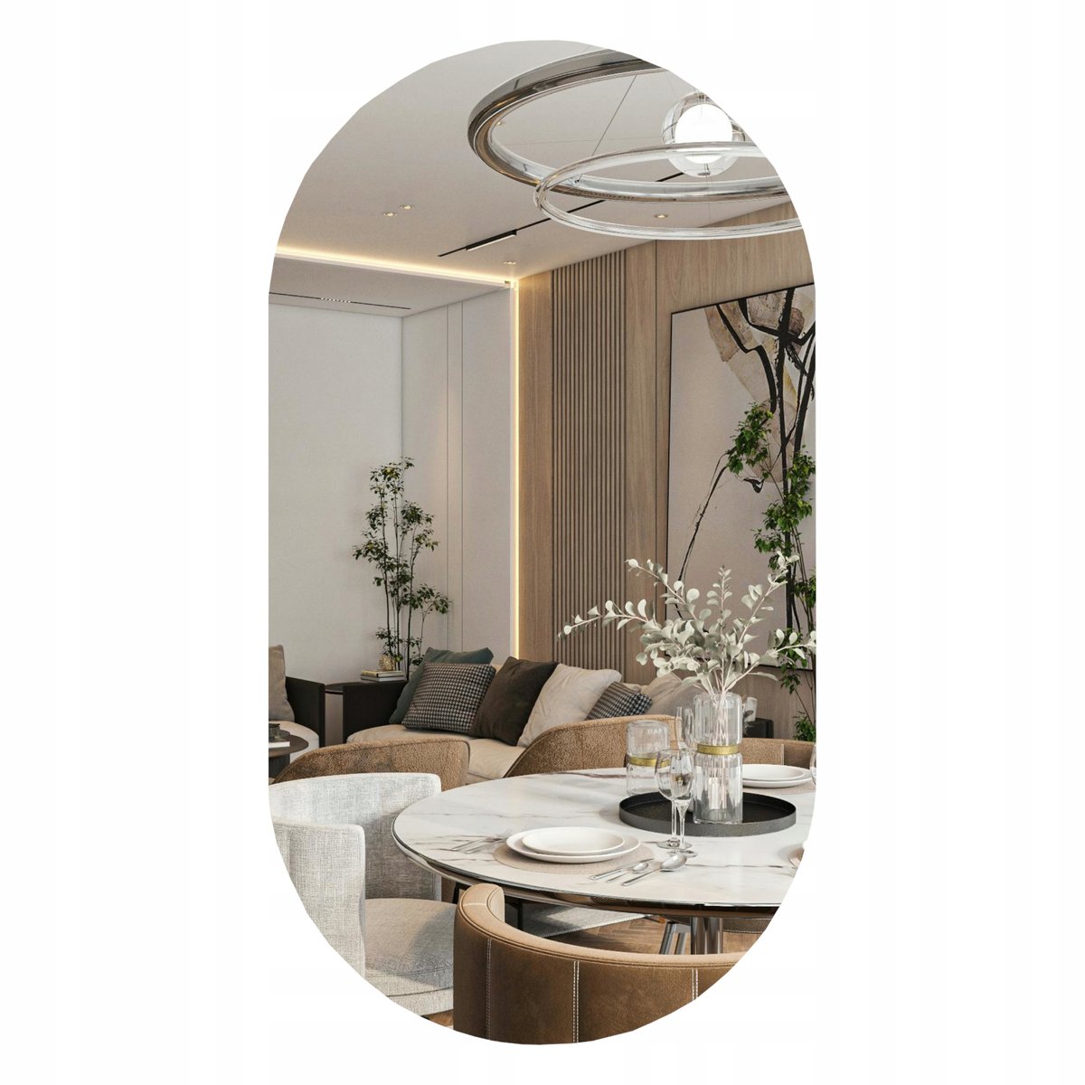 LUSTRO OWALNE fi 100x35 CM DO ŁAZIENKI PRZEDPOKOJU SALONU - BEZ RAMY