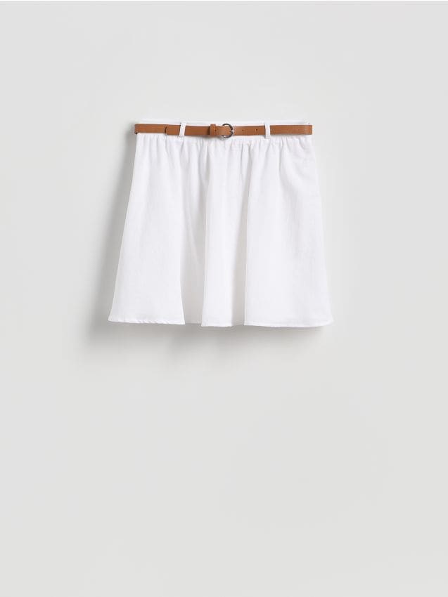 Reserved - Spódnica z paskiem - biały