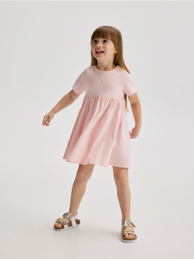 Reserved - Gładka sukienka - pastelowy róż