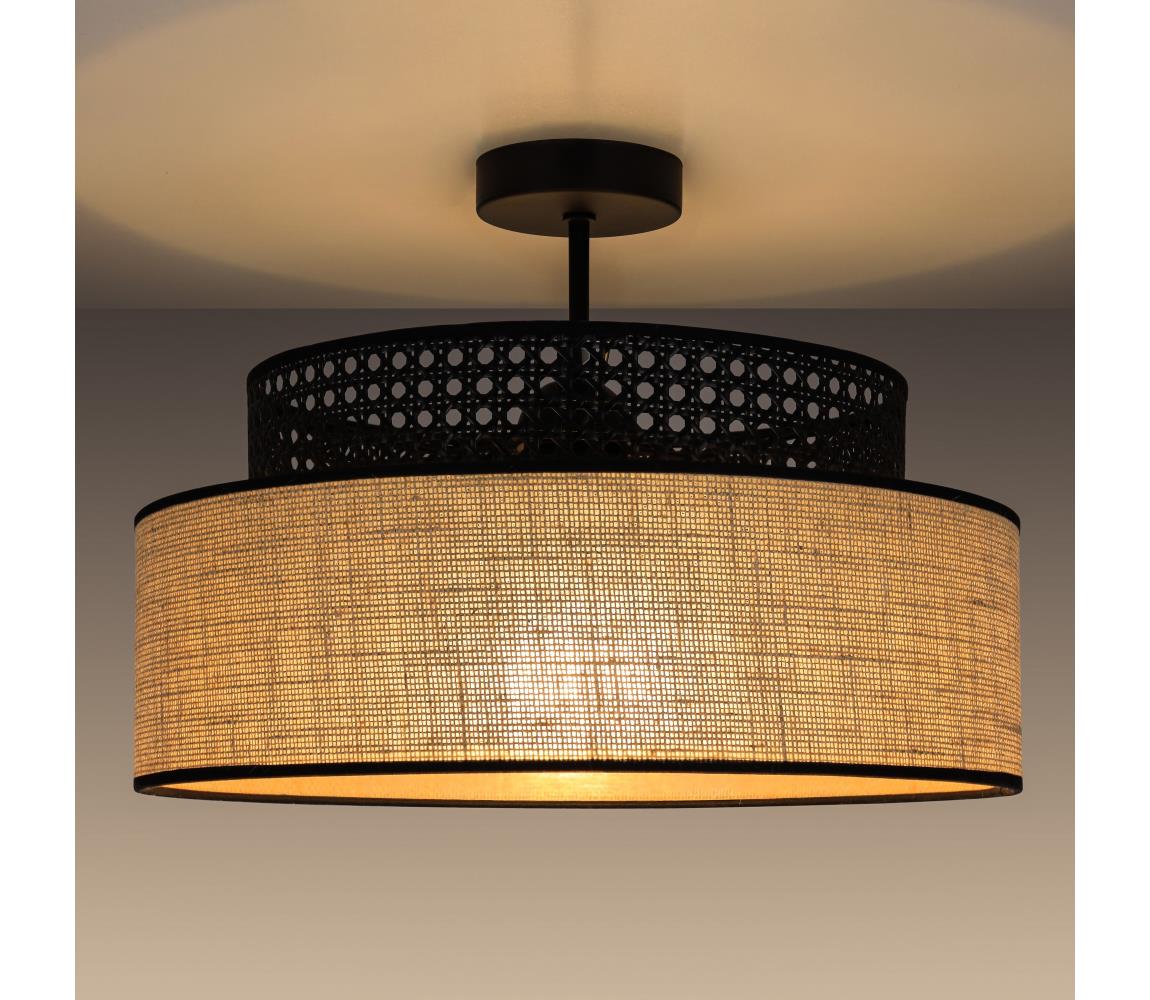 Żyrandol natynkowy BOHO 1xE27/60W/230V czarny/rattan