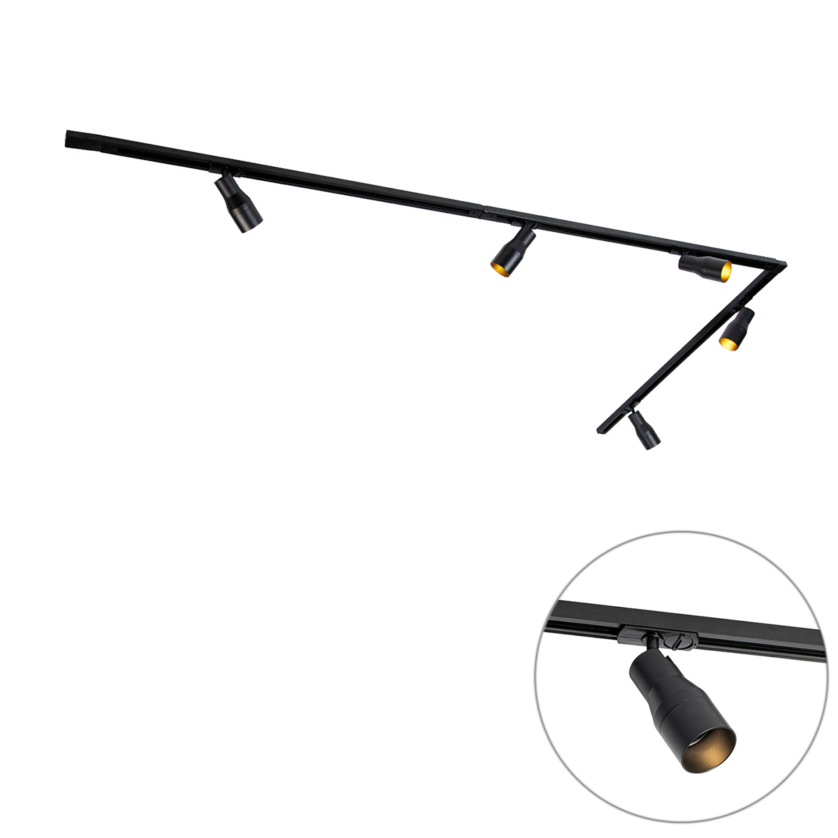 QAZQA Nowoczesny system szynowy z 5 reflektorami czarny 1-fazowy - Iconic Kohua