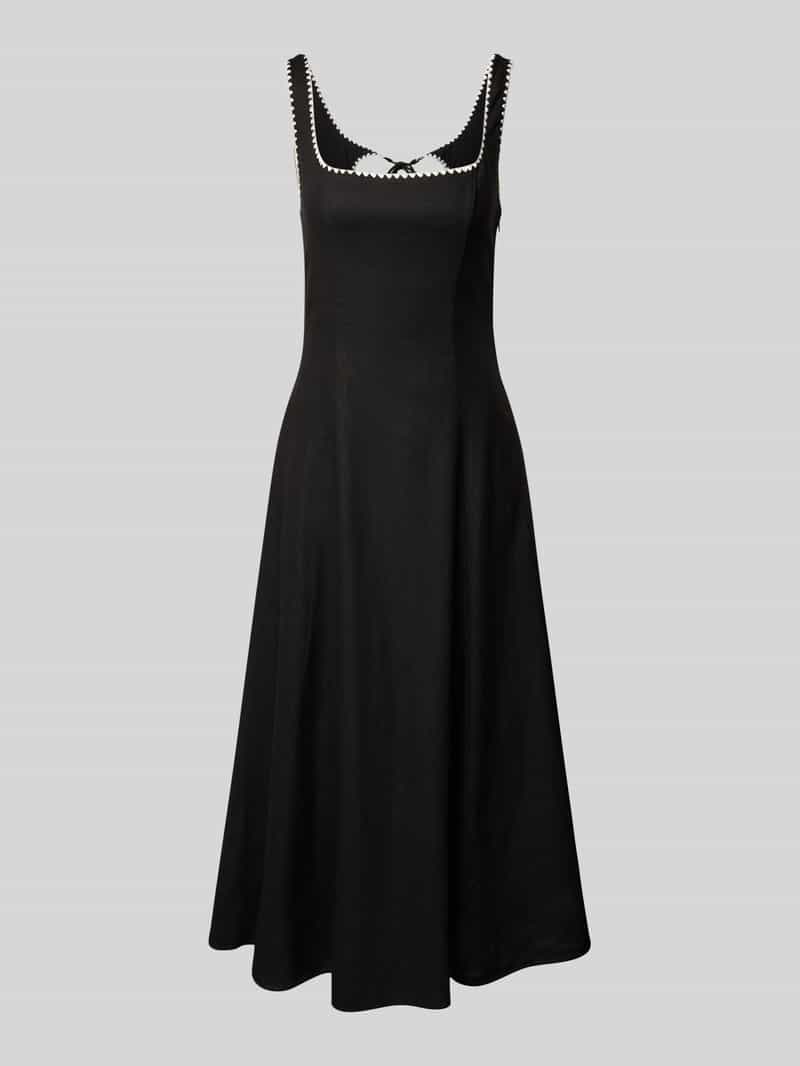 Sukienka midi z mieszanki lnu i wiskozy z wiązaniem model ‘Solene’