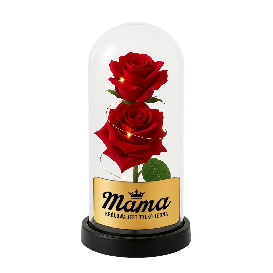 Mama - królowa jest tylko jedna - wieczna róża w szkle z grawerem prezent dla mamy Dzień Matki