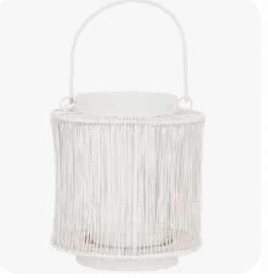 Lumero Świecznik metalowy duży Latarenka Lampion na świecę Biały 15x17cm