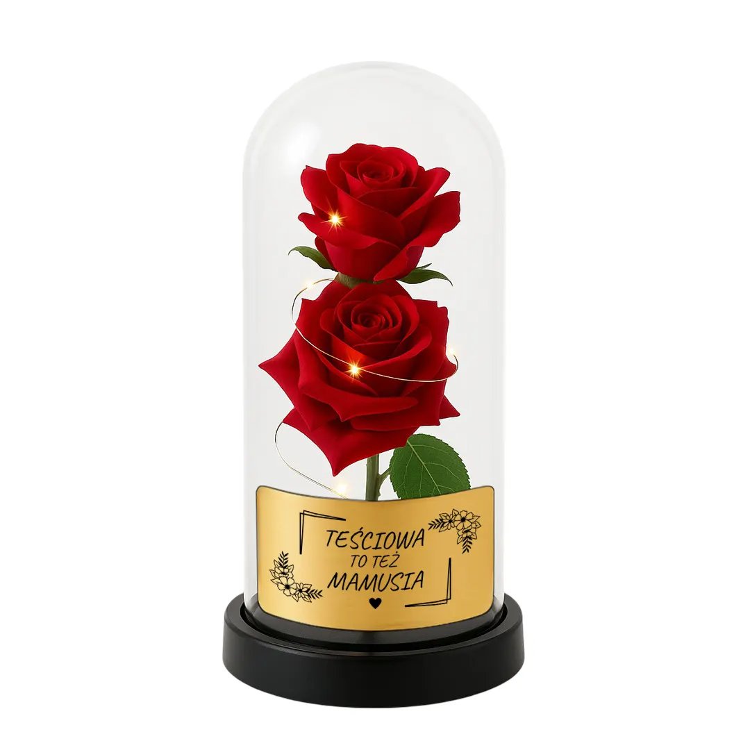 Teściowa to też mamusia - wieczna róża w szkle z grawerem dla teściowej