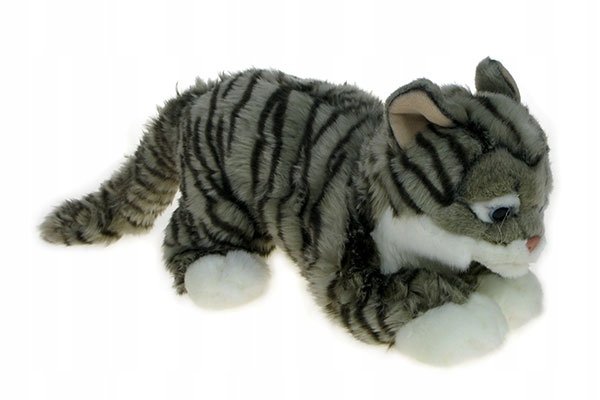 ZOO: maskotka KOTEK pręgowany leżący szary 45cm (82002)