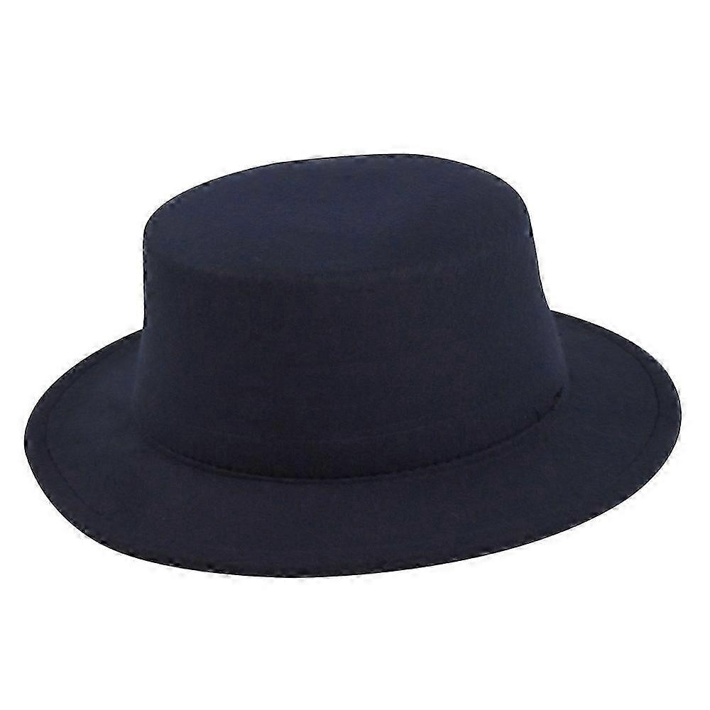 Dziecięca czapka jazzowa średnia wełniana czapka dziecięca z płaskim topem filcowa czapka retro imitacja owcy kapelusz z płaskim rondem BR400, Happ...