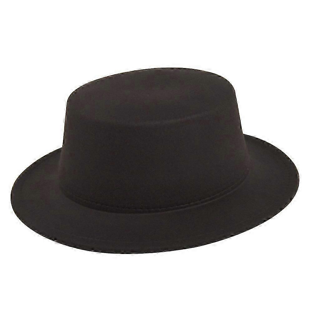 Dziecięca czapka jazzowa średnia wełniana czapka dziecięca z płaskim topem filcowa czapka retro imitacja owcy kapelusz z płaskim rondem BR400, Happ...