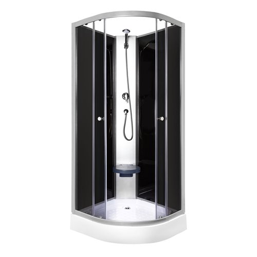 Novoterm Kabina prysznicowa zabudowa czterościenna z siedziskiem 90x90 Evora Black