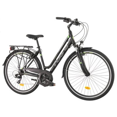 Rower trekkingowy INDIANA X-Road 1.0 D19 28 cali damski Czarno-zielony