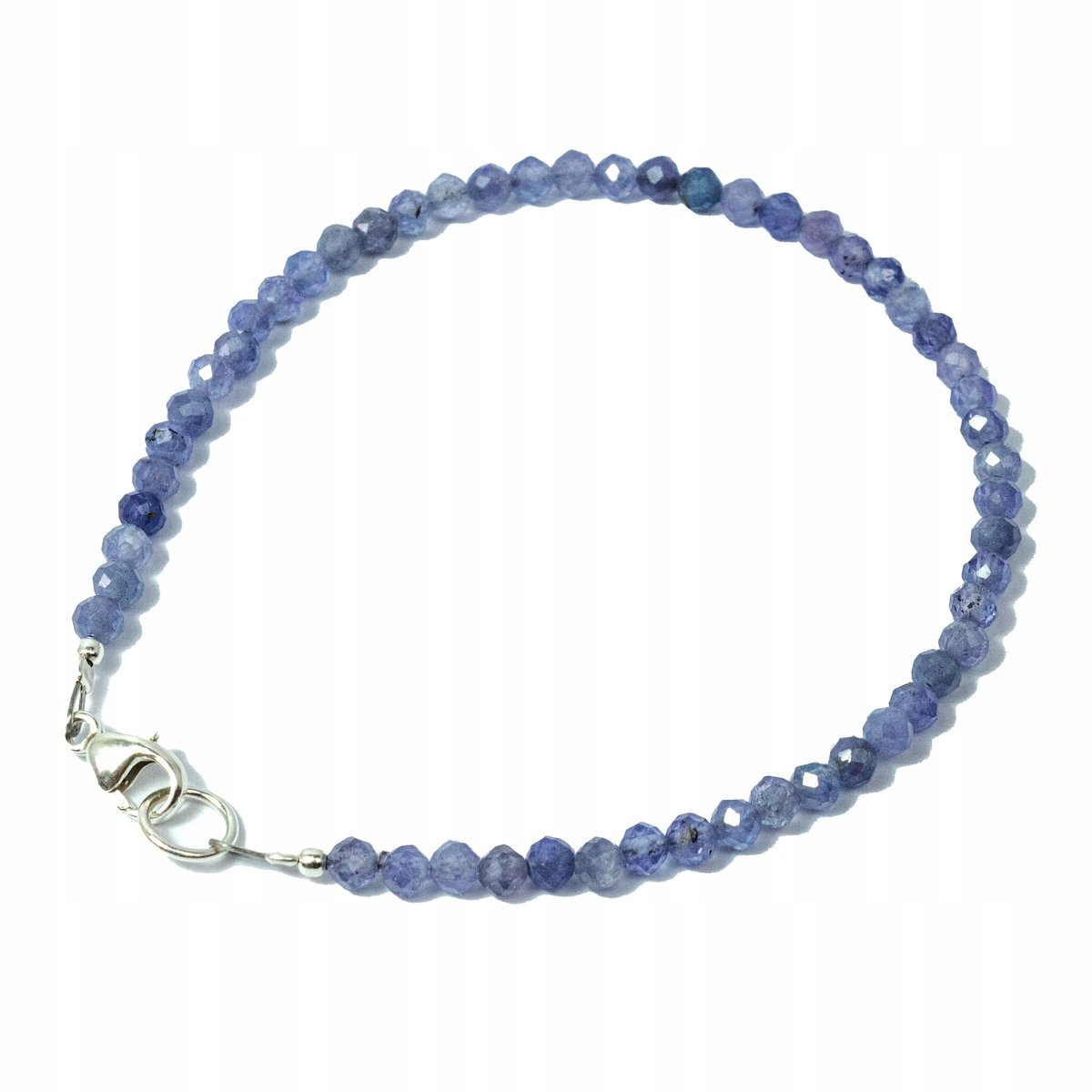 Bransoletka naturalny TANZANIT fasetowany 3mm zapięcie 18cm