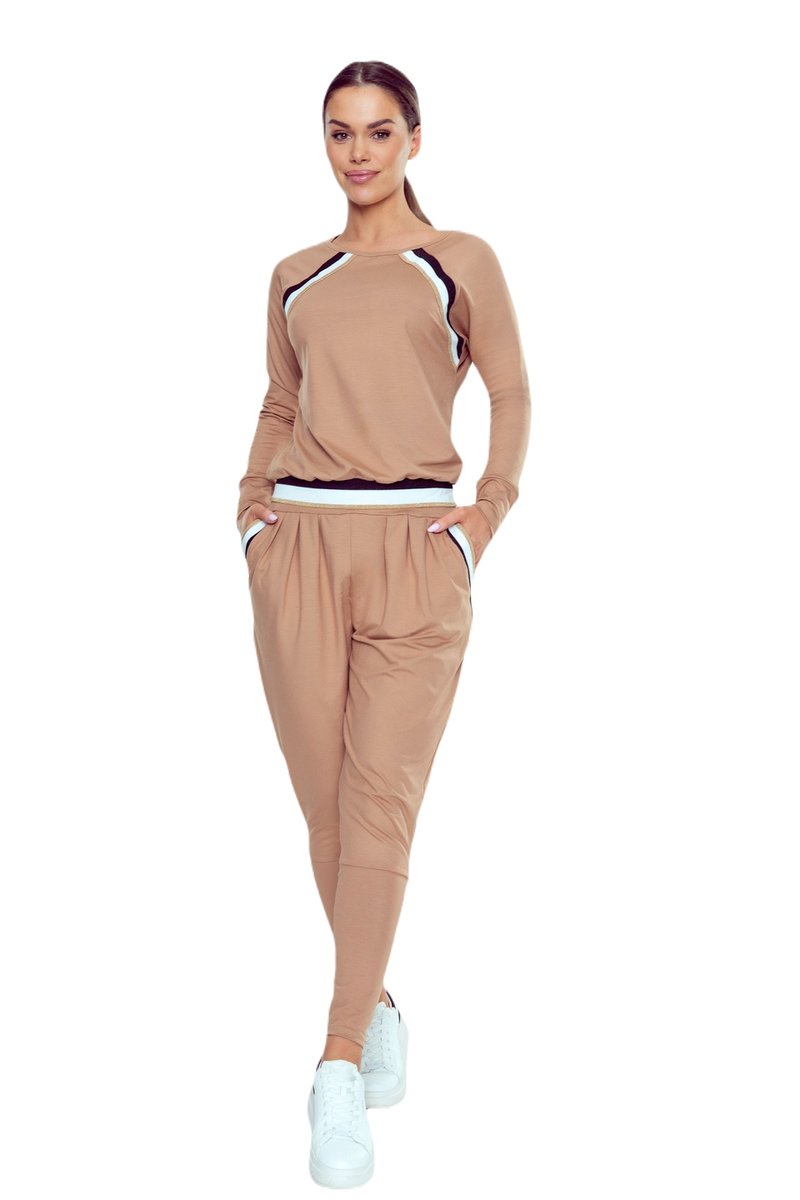 Legginsy długie z elastycznego materiału Fara beżowe XL