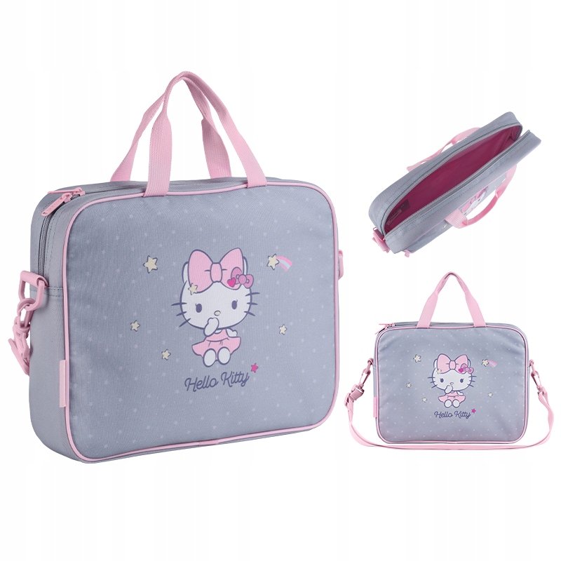 TORBA NA DOKUMENTY TECZKA MATERIALOWA A4 HELLO KITTY SZARY KITE