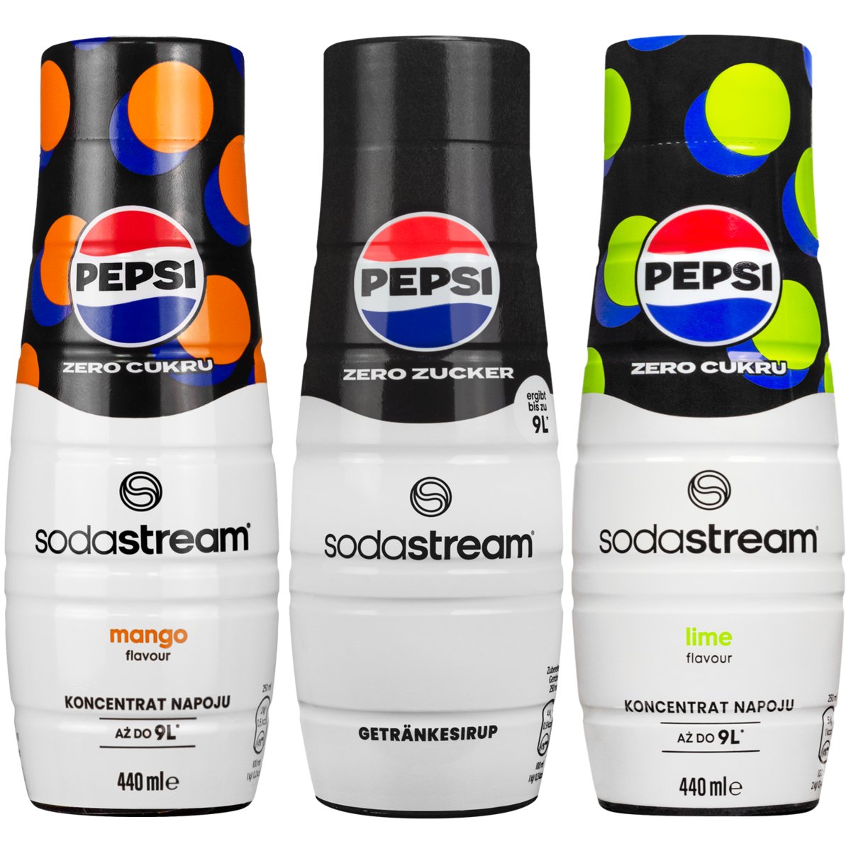 3x SYROP SODASTREAM PEPSI MAX BEZ CUKRU LIMONKA MANGO 3 SMAKI DO SATURATORA