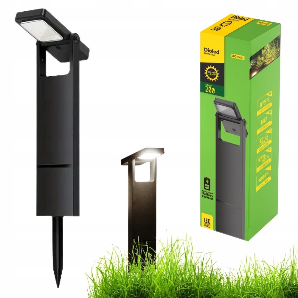 Lampa solarna wbijana OGRÓD 200lm barwa neutralna 42cm ruchoma MOCNA DUŻA