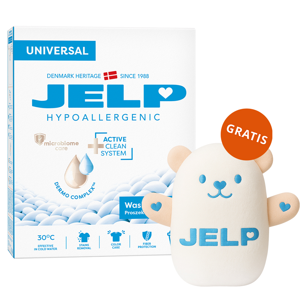 Jelp Hypoallergenic, proszek do prania, uniwersalny, 3 kg + miś gratis