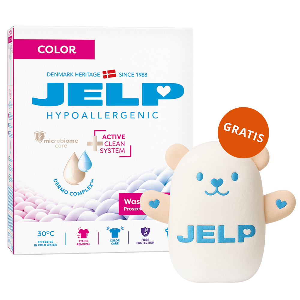 Jelp Hypoallergenic, proszek do prania, kolor, 3 kg + miś gratis