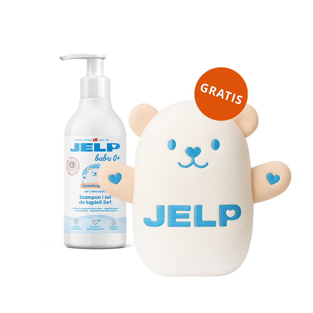 Jelp Baby 0+, hipoalergiczny szampon i żel do kąpieli, od 1 dnia życia, 400 ml + miś gratis