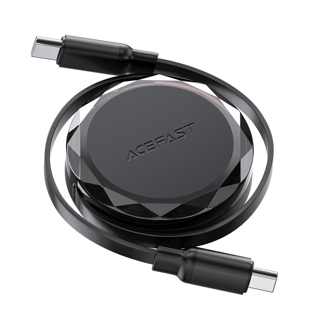 ACEFAST Kabel przewód USB-C - USB-C zwijany z organizerem 60W - czarny