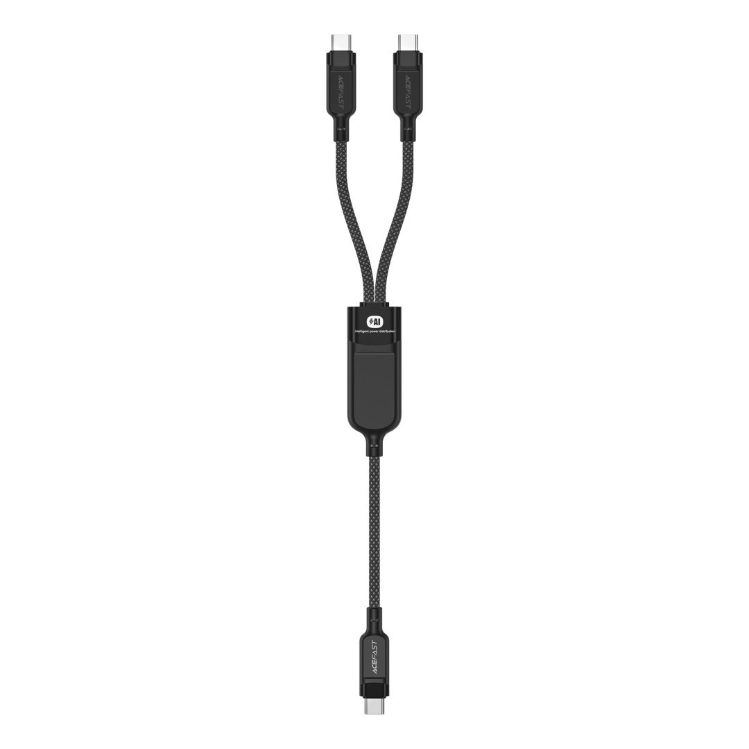 2w1 Kabel przewód podwójny USB-C - 2x USB-C 100W 480Mb/s - czarny ACEFAST