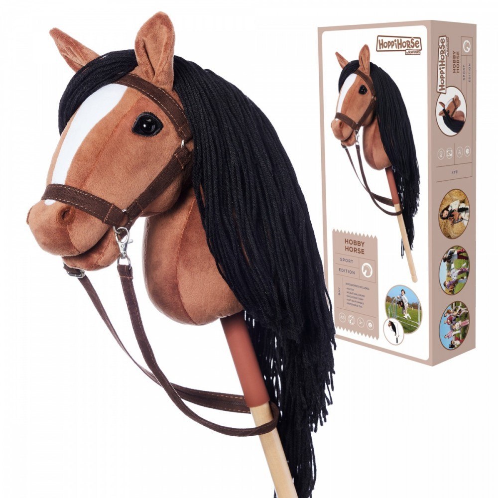 Koń na kiju Hobby Horse HOPPIHORSE A3 Bay - ciemny brąz, maść gniada Tootiny