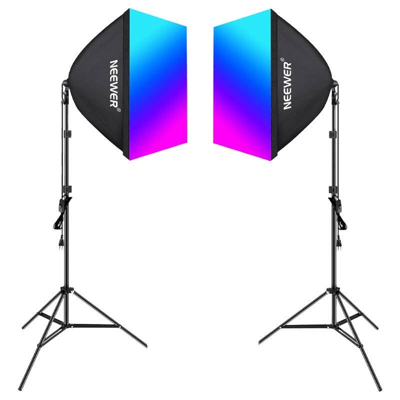 Zestaw studyjny Neewer NK800 dwa softboxy + żarówki RGB 24W 2700-6500K + statywy + wrota Neewer