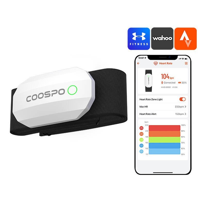 Czujnik tętna Coospo H808S-W - kompatybilne z:Strava, wahooo, mapmyfitness itp. Coospo