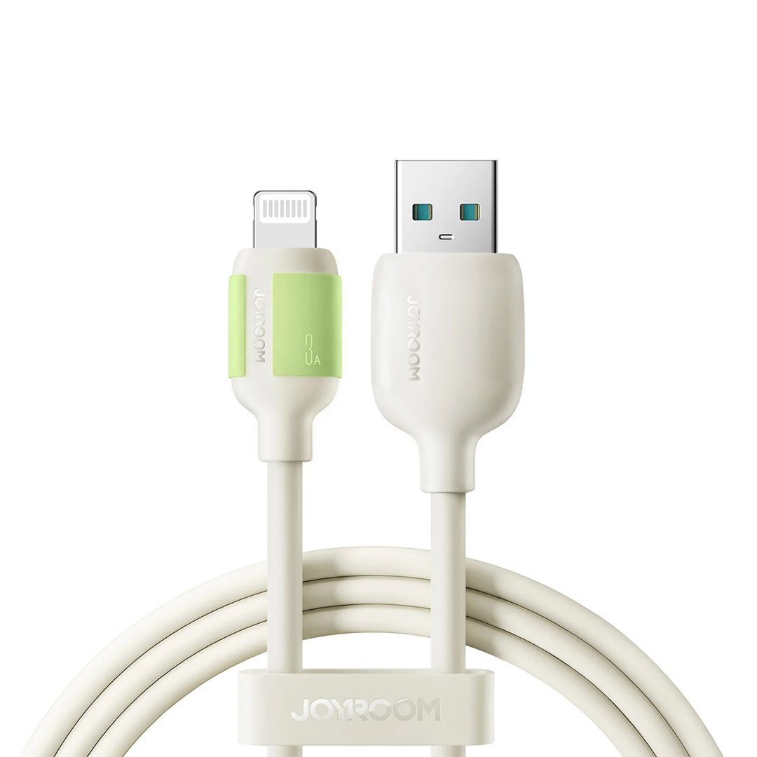 Kabel przewód USB-A - iPhone Lightning z fluorescencyjną końcówką 3A 2m - beżowy JOYROOM