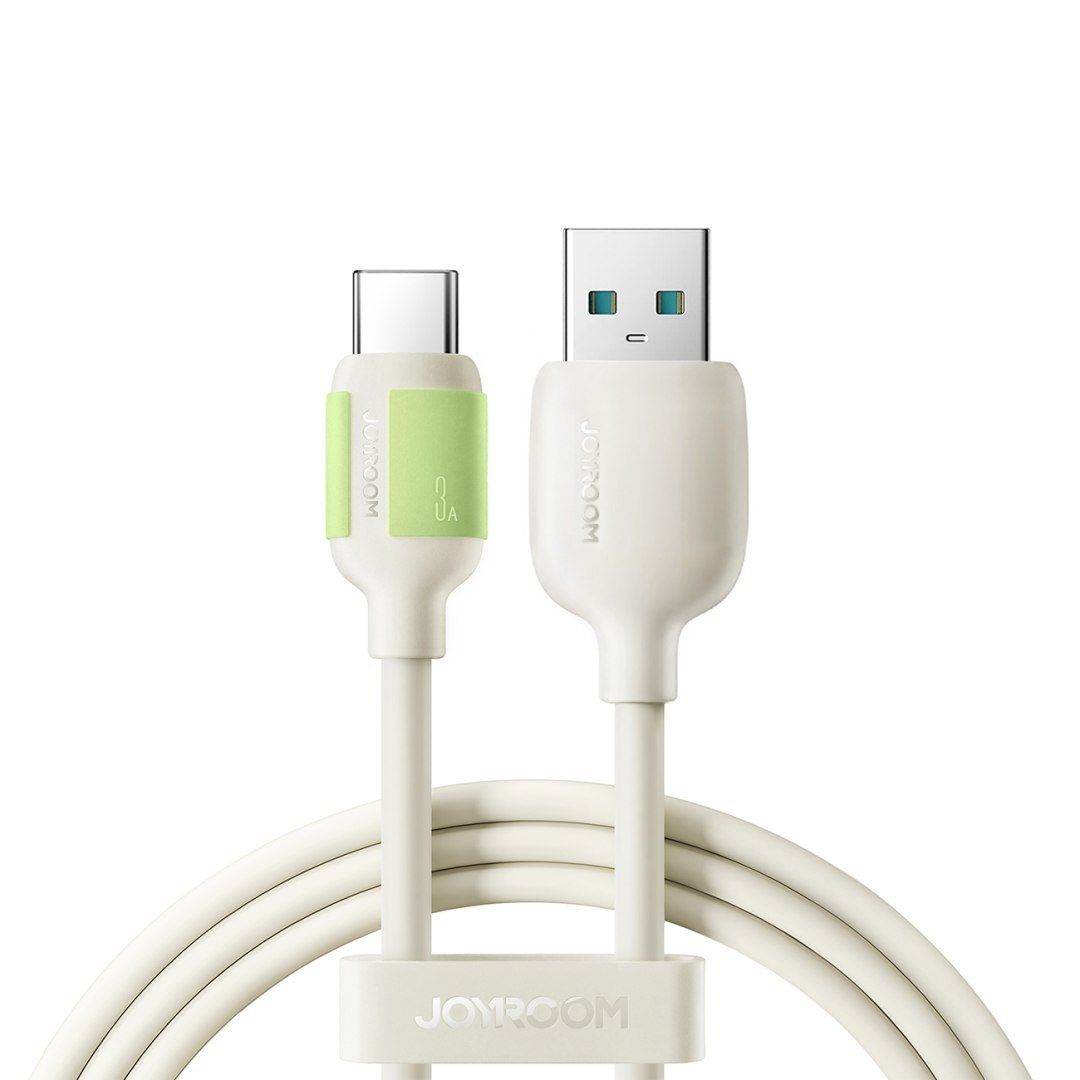 Kabel przewód USB-A - USB-C z fluorescencyjną końcówką 3A 2m - beżowy JOYROOM