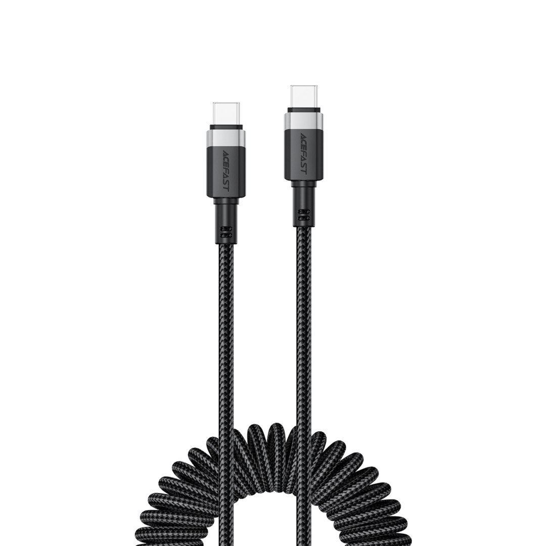 Kabel przewód spiralny USB-C - USB-C 480Mb/s 3A 1.2m - czarny ACEFAST