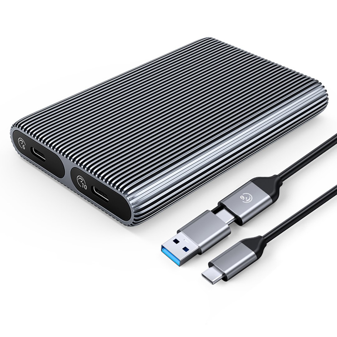 Kieszeń obudowa AM2C3-2SN na dwa dyski M.2 SATA+NVME USB-C 10Gb/s - szara ORICO