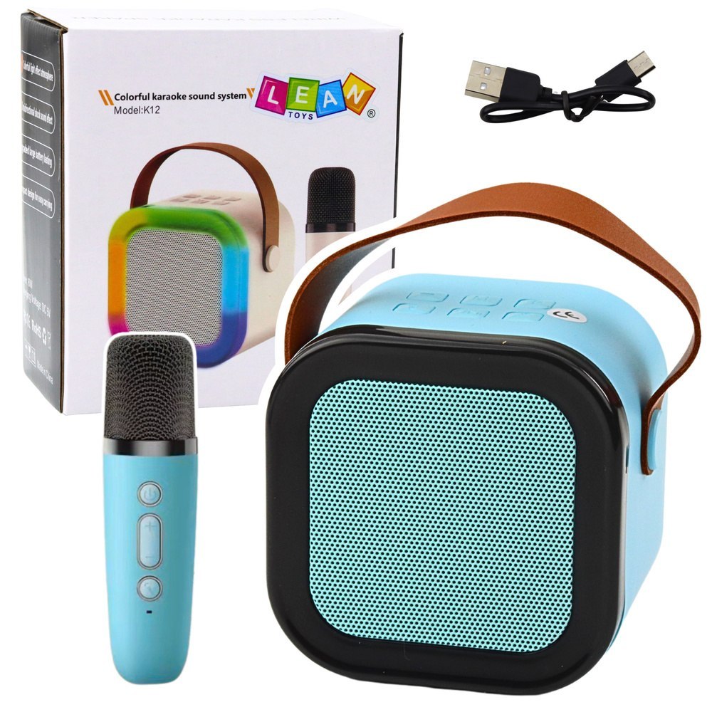 Zestaw Karaoke Głośnik Mikrofon Bezprzewodowy K12 RGB Bluetooth Niebieski LEAN Toys