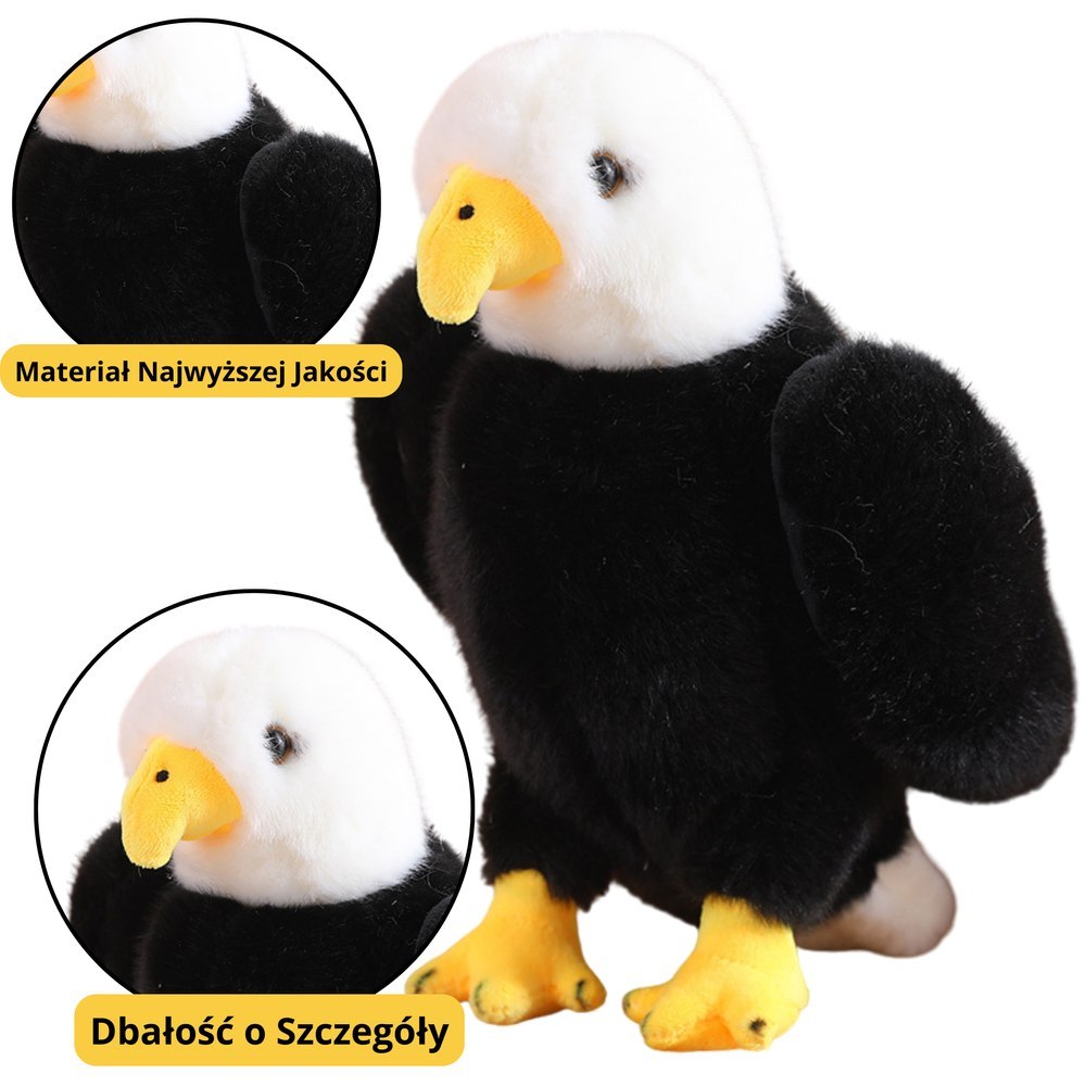 Pluszowy Orzeł Ptak Pluszak Maskotka Przytulanka Czarno Biały 25cm LEAN Toys