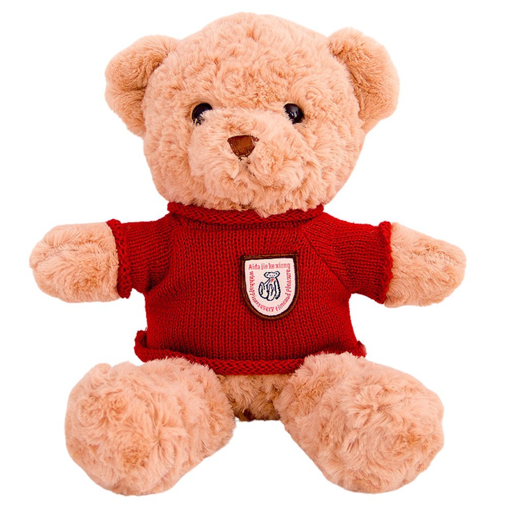 Pluszowa Maskotka Przytulanka Miś Beżowy Czerwony Sweterek 40cm LEAN Toys