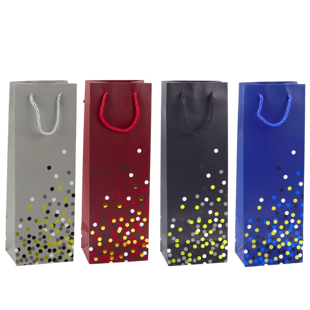 Torba Prezentowa Na Butelkę Wino W Kropki 36 x 12 x 9cm LEAN