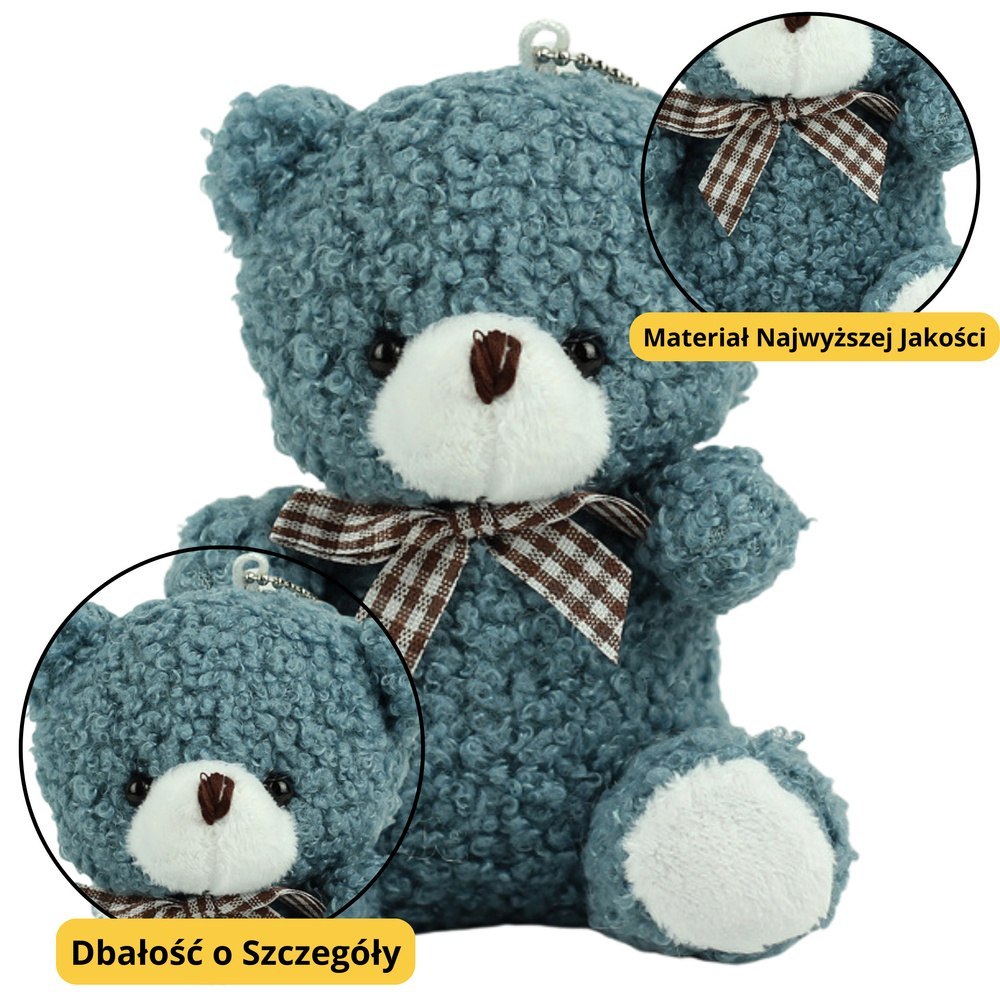 Miś Pluszowy Brelok Zawieszka Ozdoba Granatowy 8cm LEAN TOYS