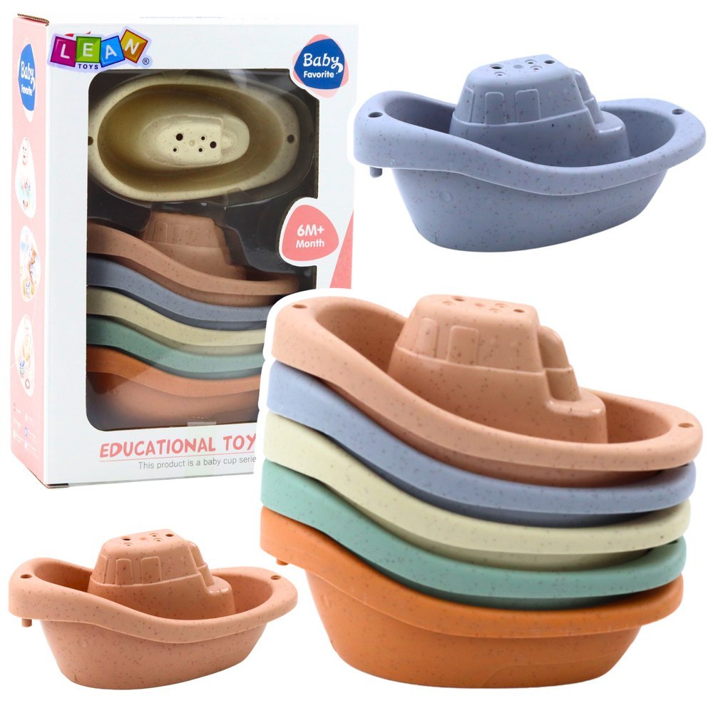 Zestaw Łódek Zabawek Do Kąpieli Dla Malucha Pastelowe 6szt LEAN Toys