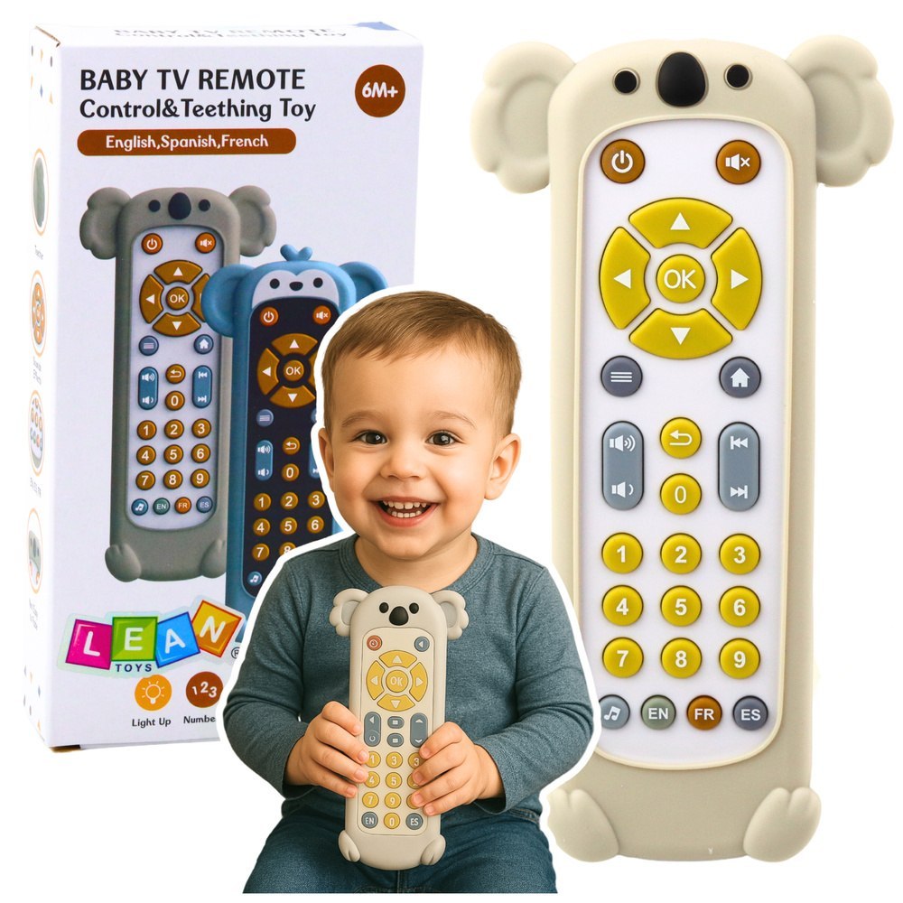 Pilot Interaktywny Dla Malucha Sylikonowa Obudowa Koala Beżowy LEAN Toys