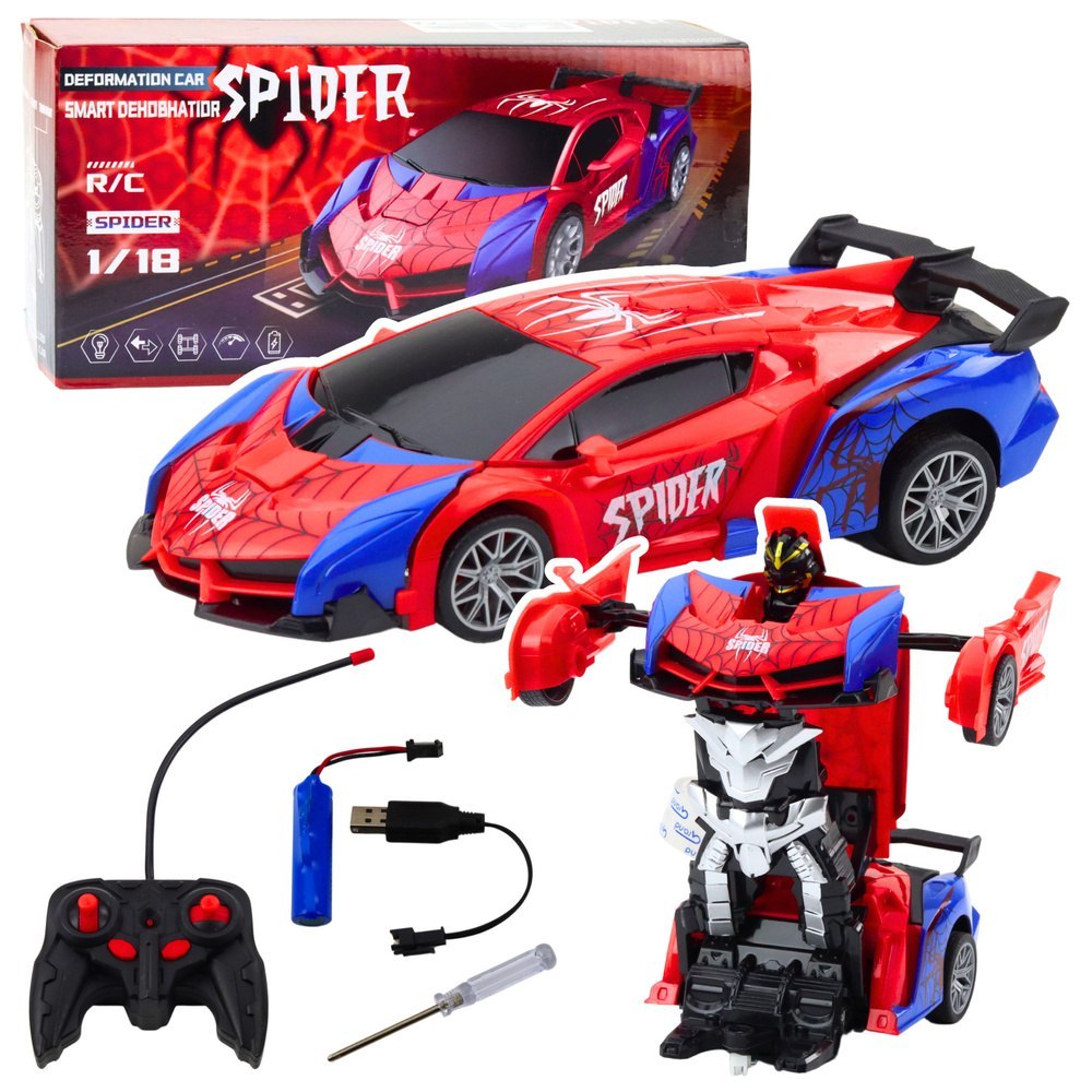 Samochód Robot Spider Pająk Zdalnie Sterowany 2w1 Światła Dźwięki LEAN Toys