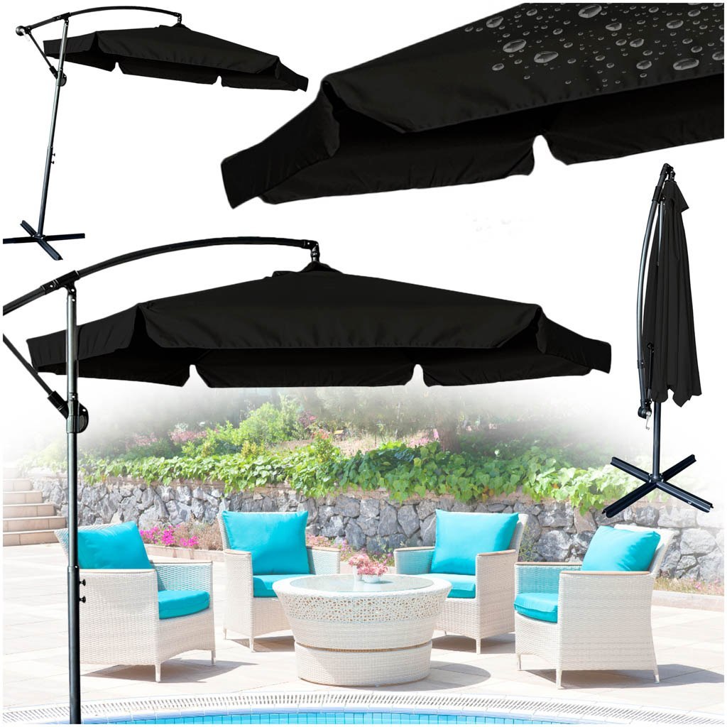 Parasol ogrodowy duży składany z wysięgnikiem 290cm czarny Kik Sp. z o. o. Sp. k.