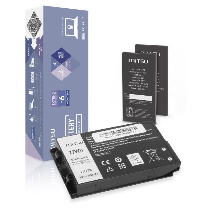 Bateria J7HTX Dell Latitude 12 Rugged 7202 7212 7220 Tablet 3600 mAh (27 Wh) 7.4V (7.6V) Mitsu