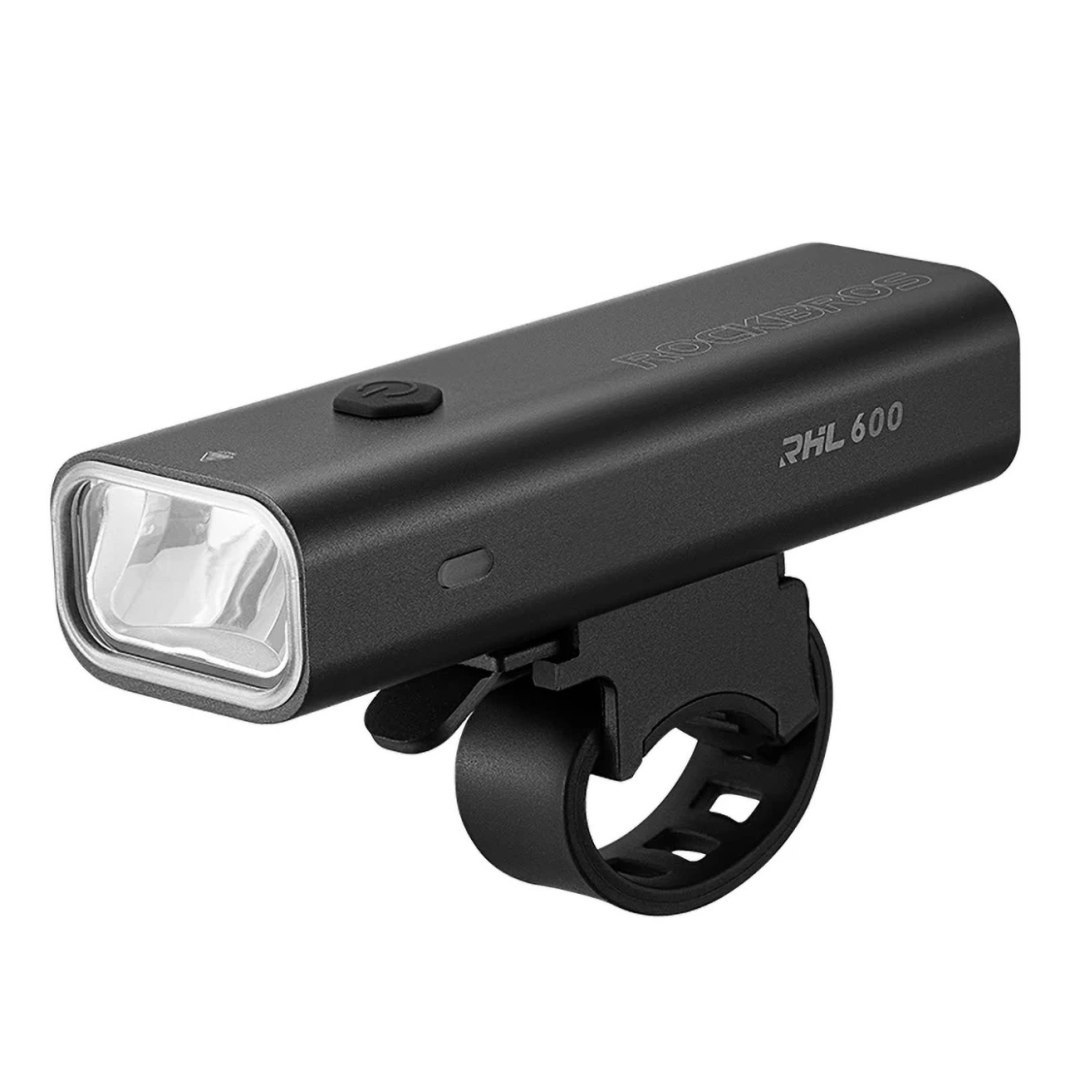 Lampka rowerowa przednia z funkcją latarki biała 600lm IPX6 USB-C - czarna ROCKBROS